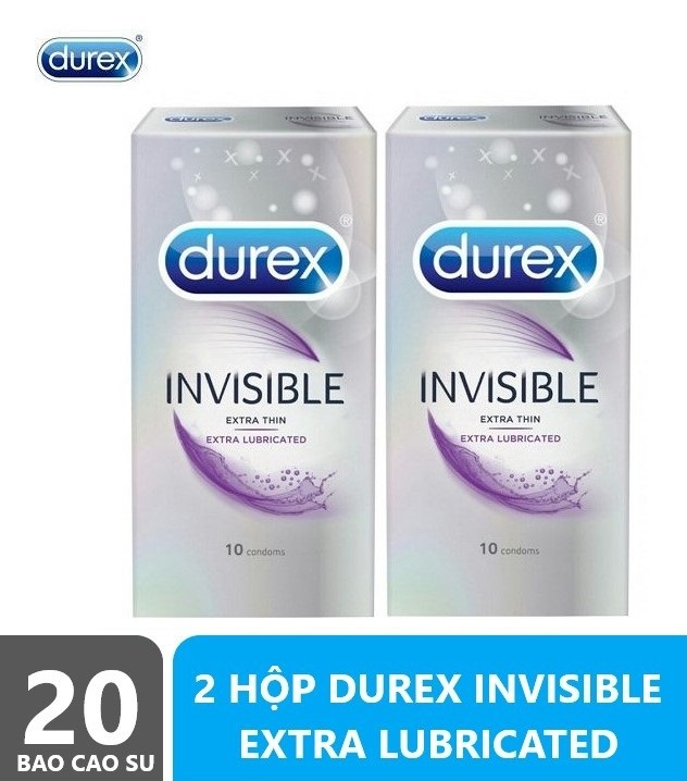 [HCM]Combo 2 hộp Bao cao su siêu mỏng Durex Invisible Extra Lubricated (20 cái)