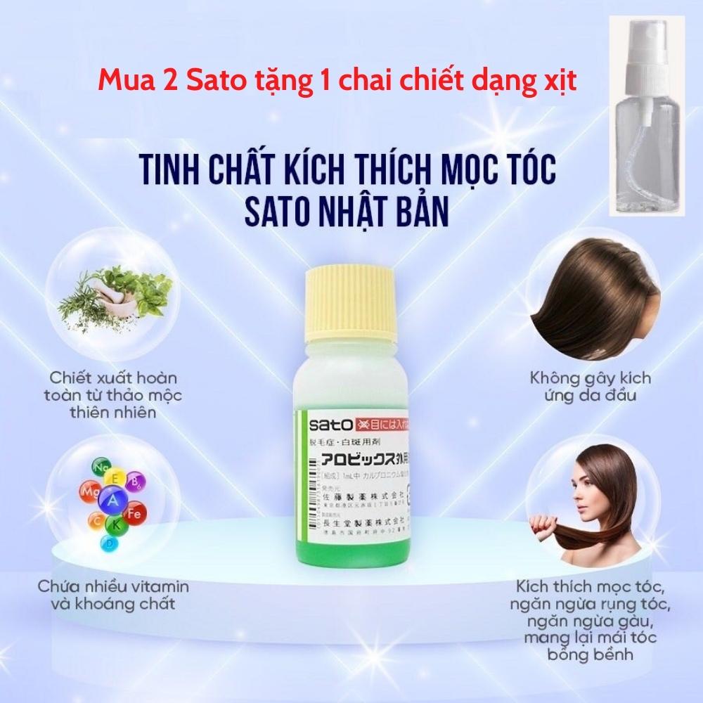 ( Tặng 1 lọ chiết phun sương) Tinh Chất Thảo Dược Kích Thích Mọc Tóc Sato 5% - chai 30ml Date th8.2025