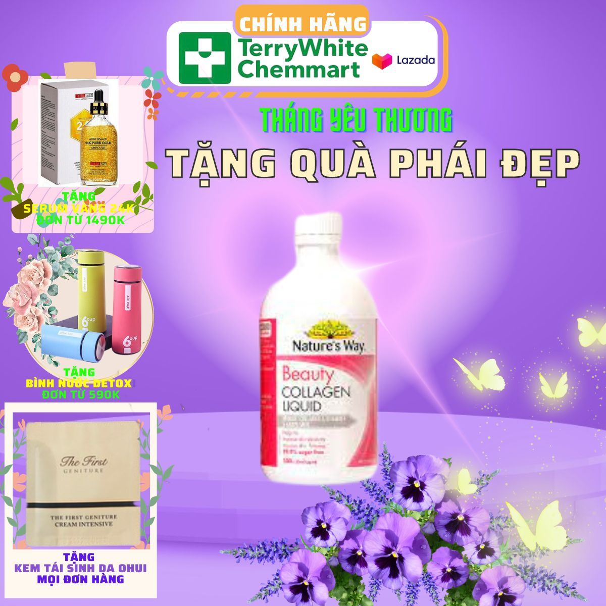 Collagen Dạng Nước Bổ Sung Collagen Thủy Phân Nature's Way Beauty Collagen Liquid 500ml Dạng Chai,Chống Chảy Xệ, Lão Hóa