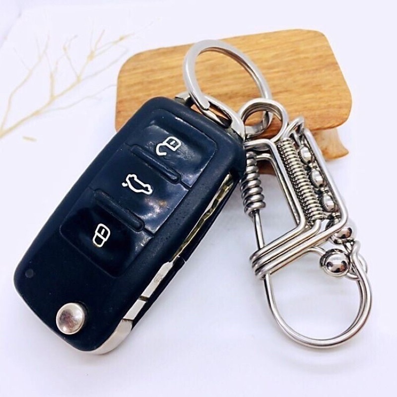 Móc khoá inox thủ công 304 cao cấp phối bi inox không han gỉ Vua móc khoá edc simple