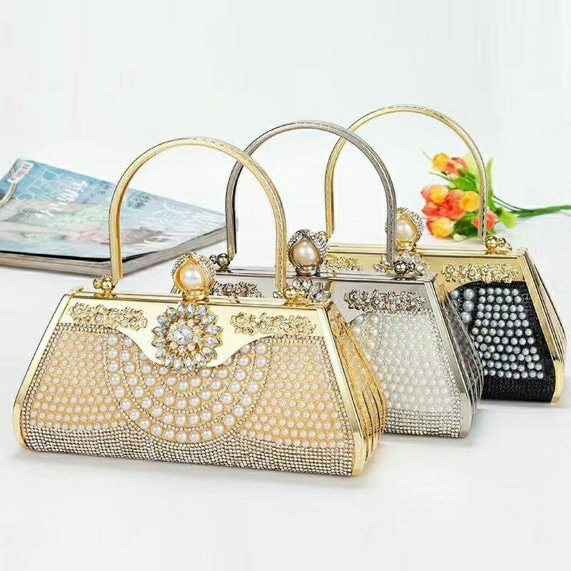 Cốp đá dự tiệc sang chảnh có dây đeo chéo hình bông hoa sang trọng