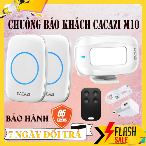 Chuông Báo Khách Chống Trộm Không Dây CACAZI M10 Cảm Biến Chuyển Động Hồng Ngoại - Bảo hành 6 tháng 