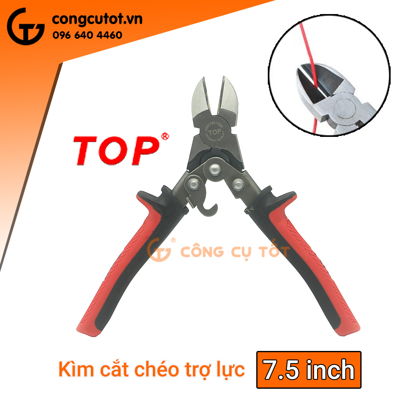 Kìm cắt chéo trợ lực top 7.5 inch 180918-dia
