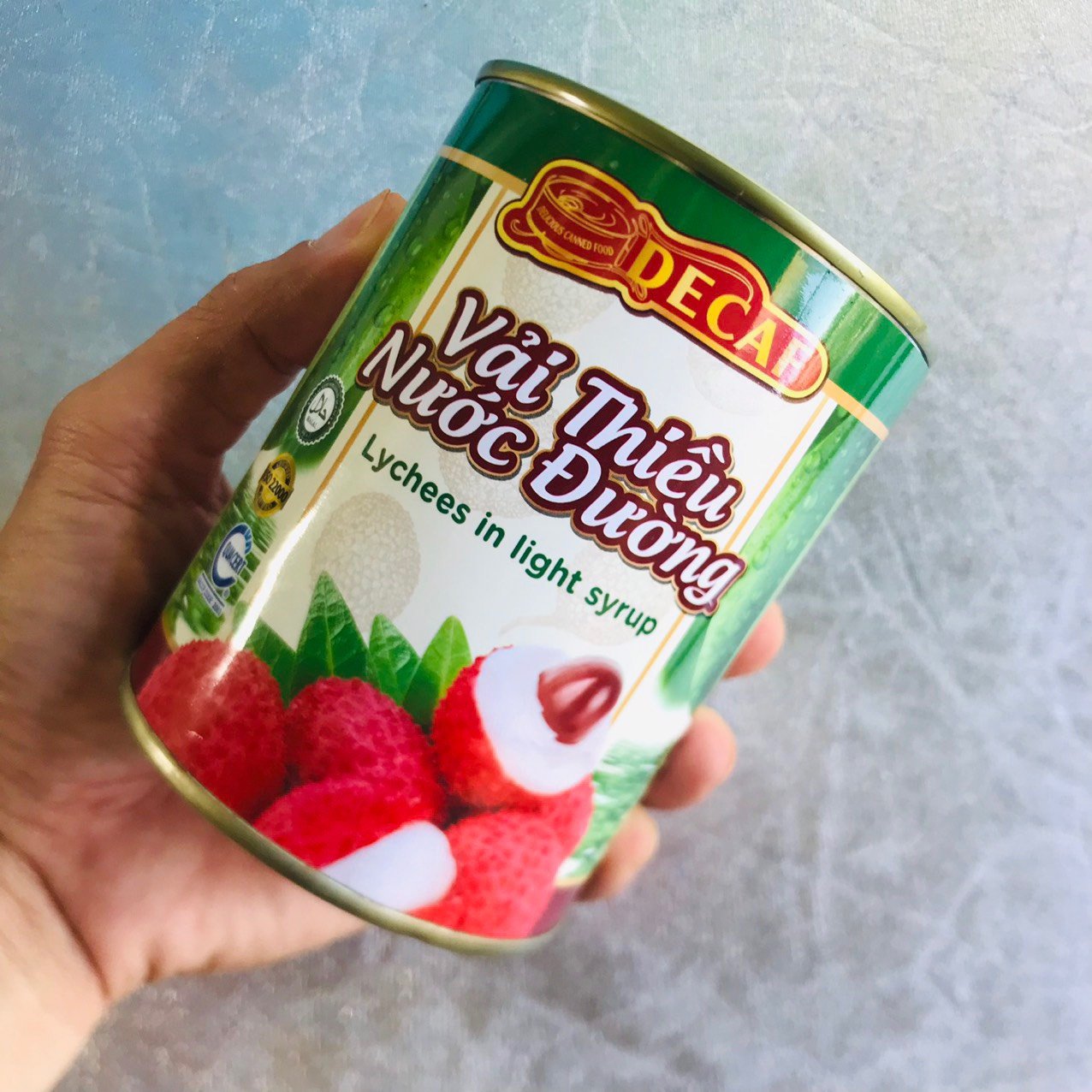Vải thiều ngâm nước đường lon 565g