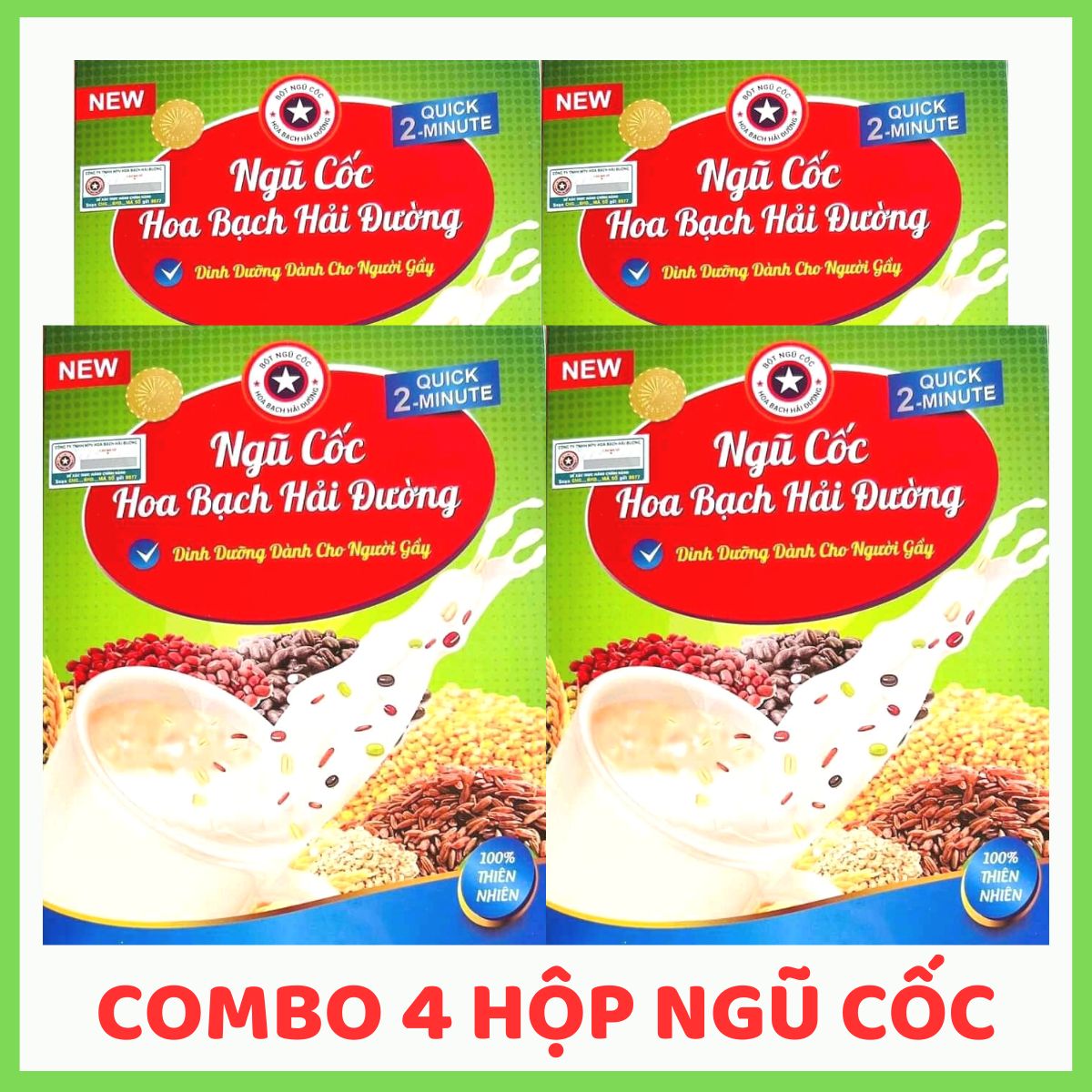 Combo 4 hộp ngũ cốc tăng cân hoa bạch hải đường - tăng cân - bổ sung chất dinh dưỡng - ăn ngon - ngủ ngon