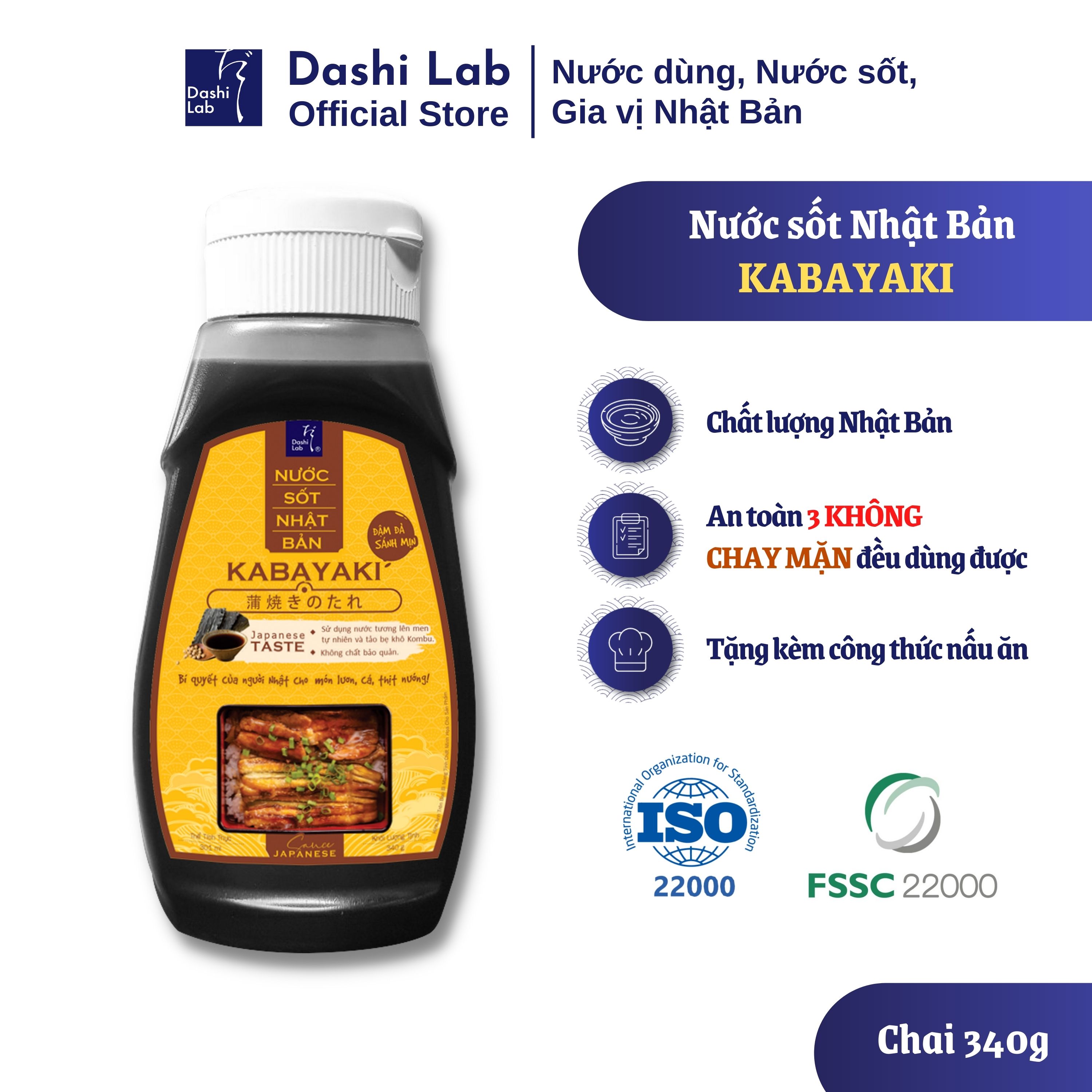 Nước Sốt KABAYAKI Sốt Lươn Nhật Bản Nướng Truyền Thống Kích Thích Vị Giác Chay Mặn Đều Dùng Được DASHI LAB Chai 340g