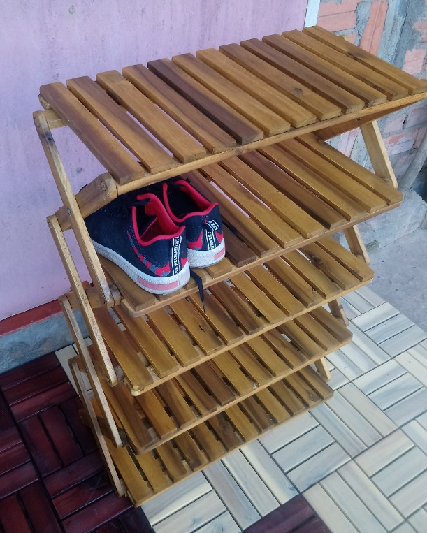Kệ để giày dép gấp xếp gọn nhẹ, chắc chắn, nhiều tầng, gỗ không cần lắp ráp.Made in VietNam, màu Nâu đen