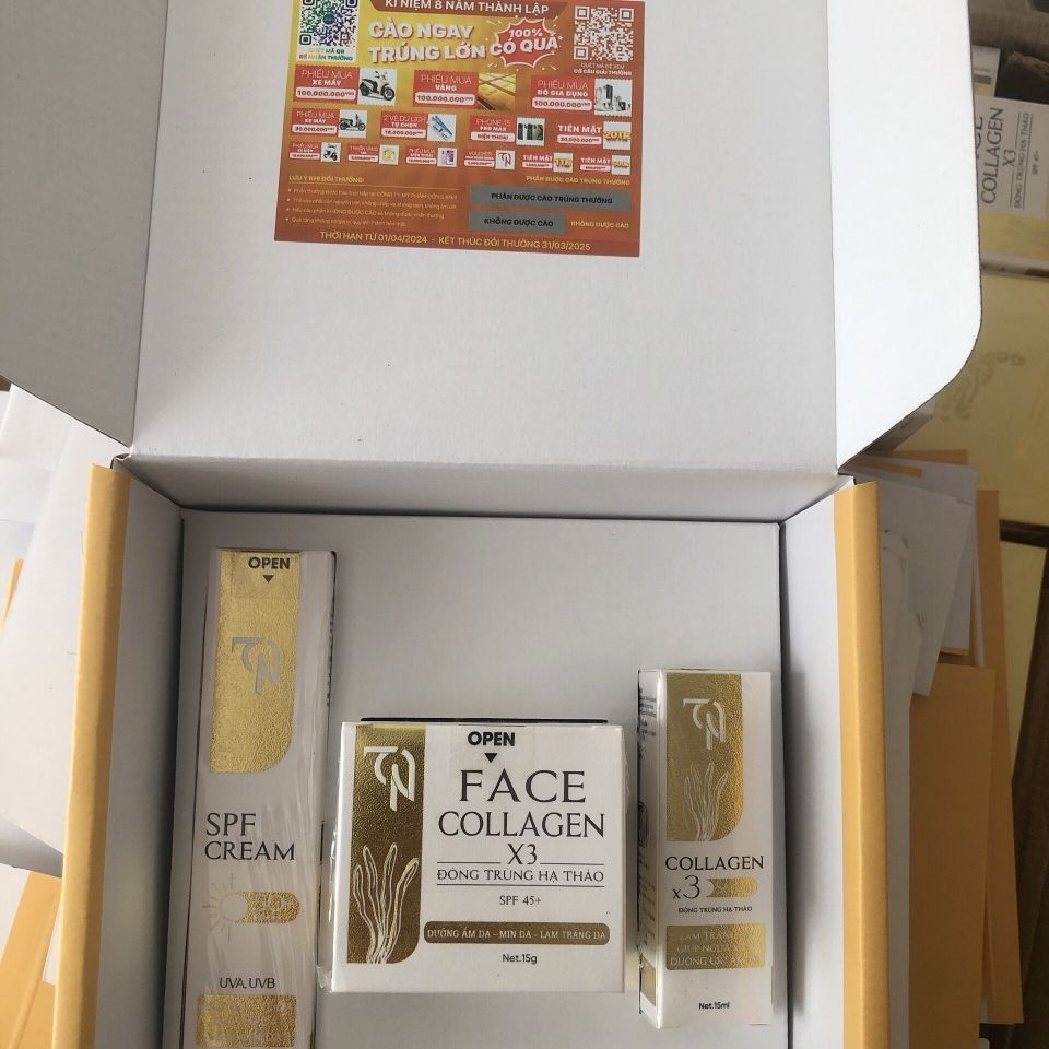 Bộ 3sp kem face + serum + chống nắng collagen x3 mẫu mới