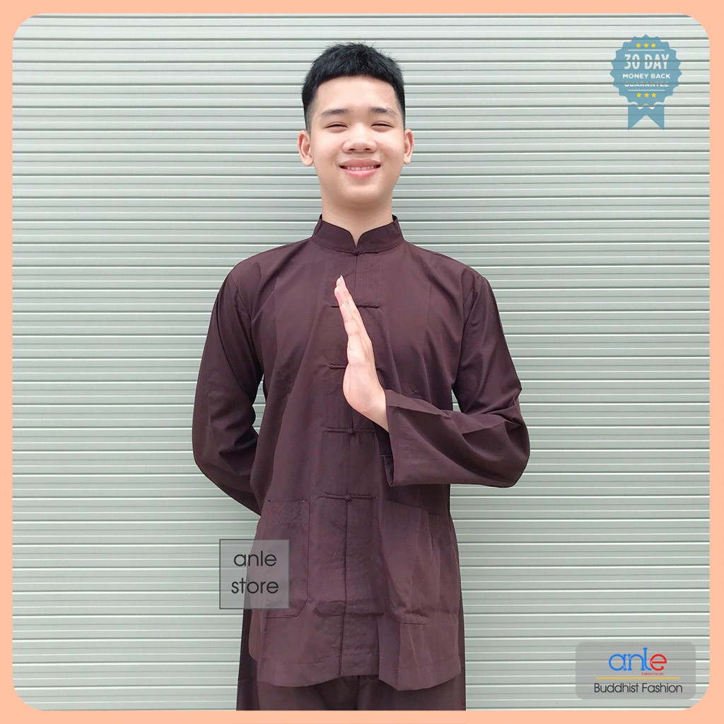 Đồ lam đi chùa Bộ Lãnh Tụ Nam Nữ, Pháp phục Quần áo đi chùa vải Kate thoáng mát kín đáo - Anle Store