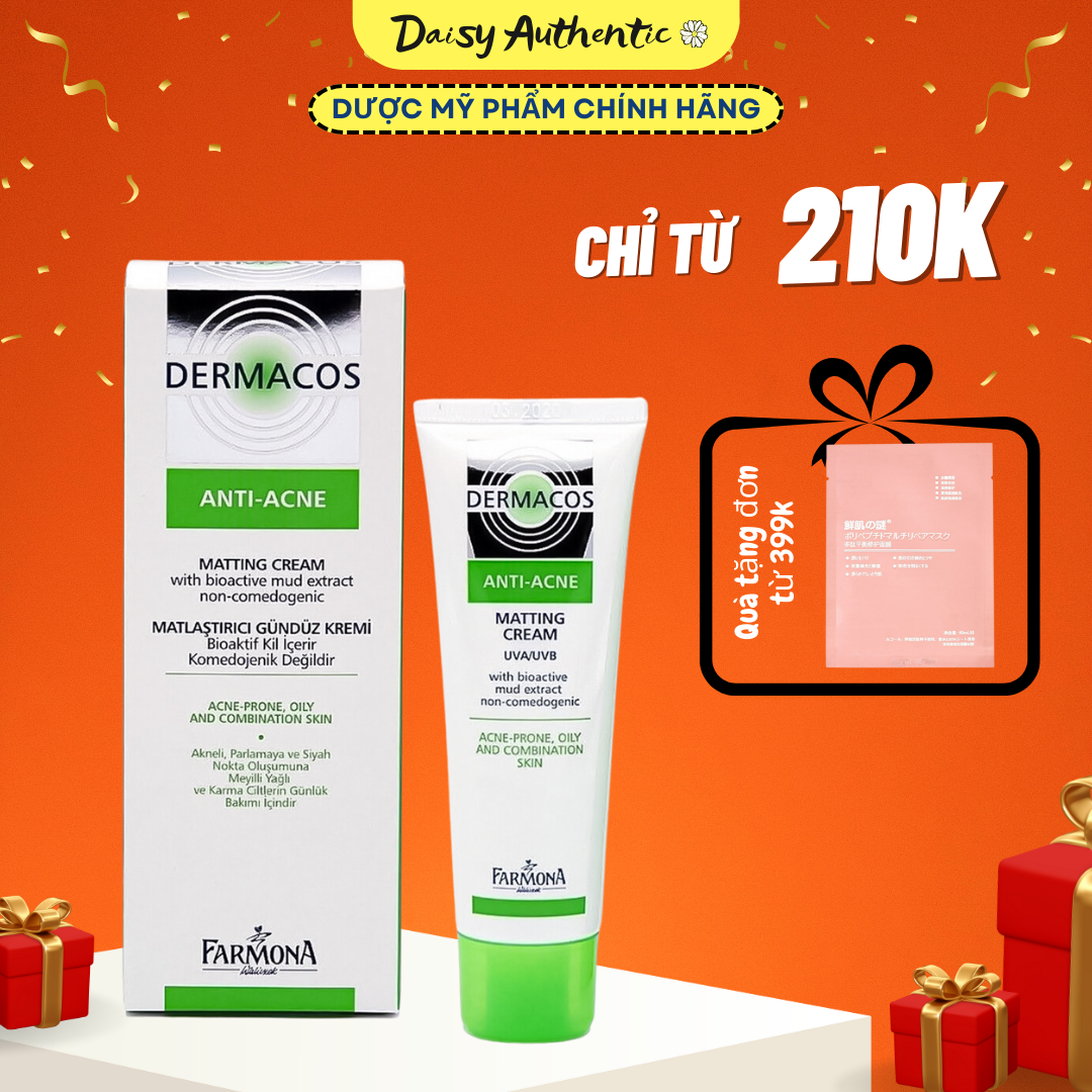 Kem Dưỡng Mụn Dermacos Anti-Acne Matting Cream 50ml - Giảm mụn, mờ thâm