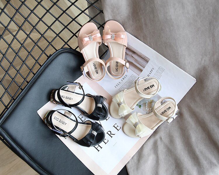 Sandal nơ cao gót cho bé gái hàng Quảng Châu cao cấp mã mới V638