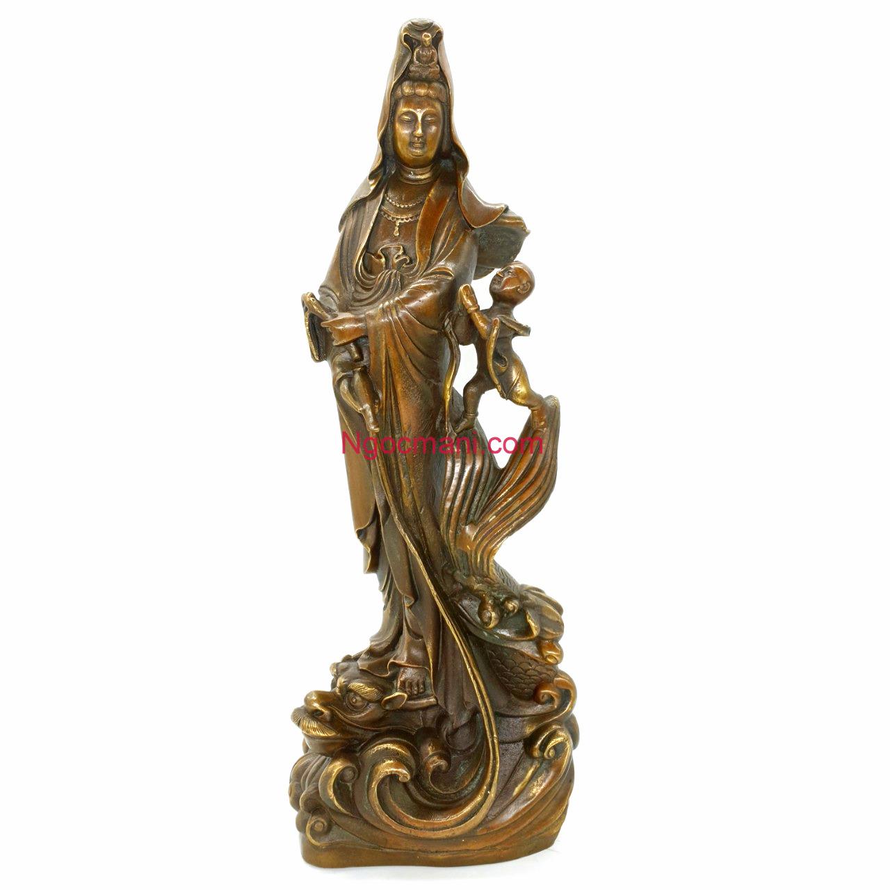 Tượng bồ tát quan âm đồng tử 40x15cm
