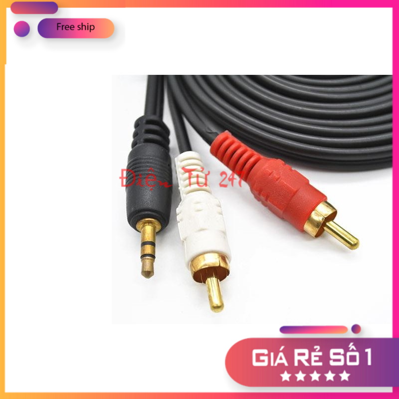 DÂY CÁP 1 ĐẦU ĐỰC 3.5MM RA 2 ĐẦU ĐỰC RCA HOA SEN
