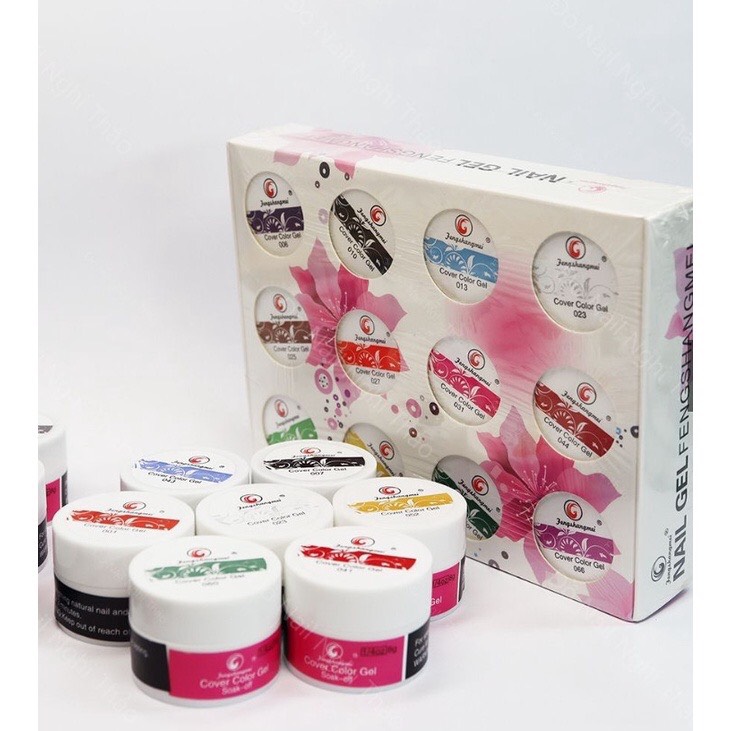 Set gel vẽ 12 màu Fengshangmei- Gel vẽ nổi đậm đặc hàng chính hãng siêu xịn chuyên dụng nail