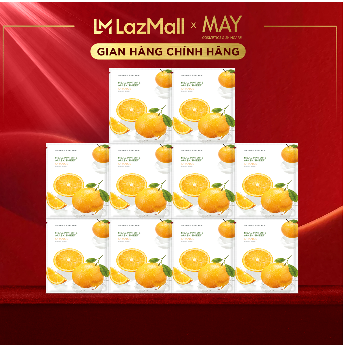 Combo 10 mặt nạ cam nature republic cấp ẩm, dưỡng trắng, mờ thâm, chống lão hoá real nature mask sheet 23ml x 10