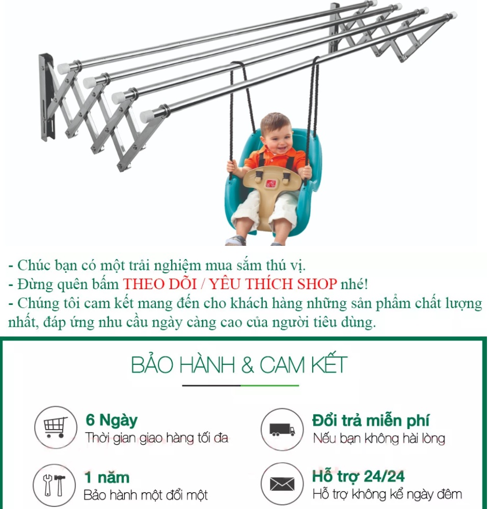 ]Giàn Phơi Thông Minh Giàn Phơi Gắn Tường Giá Phơi Đồ I NOX Co Giãn Thông Minh - 86 Cm Cao Cấp Công 