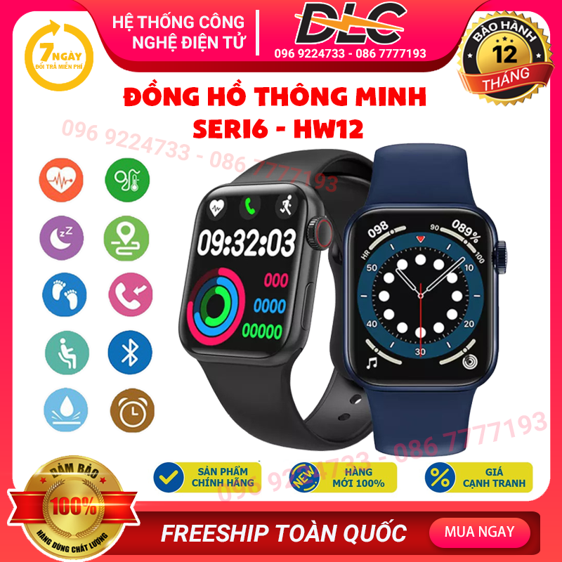 { SIÊU PHẨM 2023 } Đồng Hồ Thông Minh Series 6 - HW12, Phiên Bản Cao Cấp - Màn Hình 1.75 Inch Tràn Viền - Nghe Gọi Trực Tiếp - Chống Nước Chuẩn IP68- Theo Dõi Giấc Ngủ, Đo Nhịp Tim, Chơi Game - Sử Dụng Nút Xoay Digital Crown.