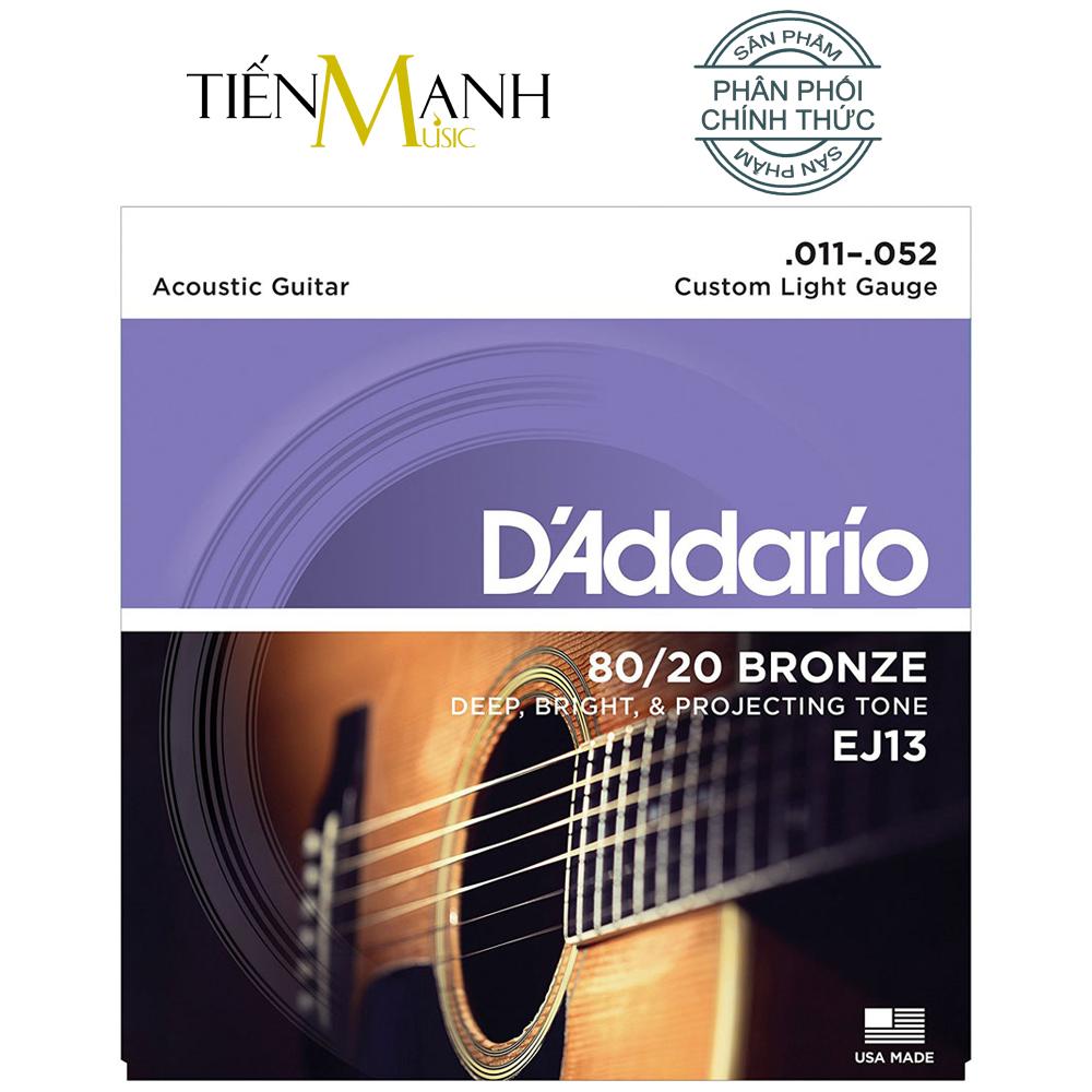 D'Addario EJ13 Dây Đàn Guitar Acoustic Cỡ 11 - Hãng phân phối chính thức (80/20 Bronze Strings Ghi-ta .011-.052 - Cam kết 100% chính hãng USA - Quét QR code trên bao bì để xác nhận bộ dây chính hãng)