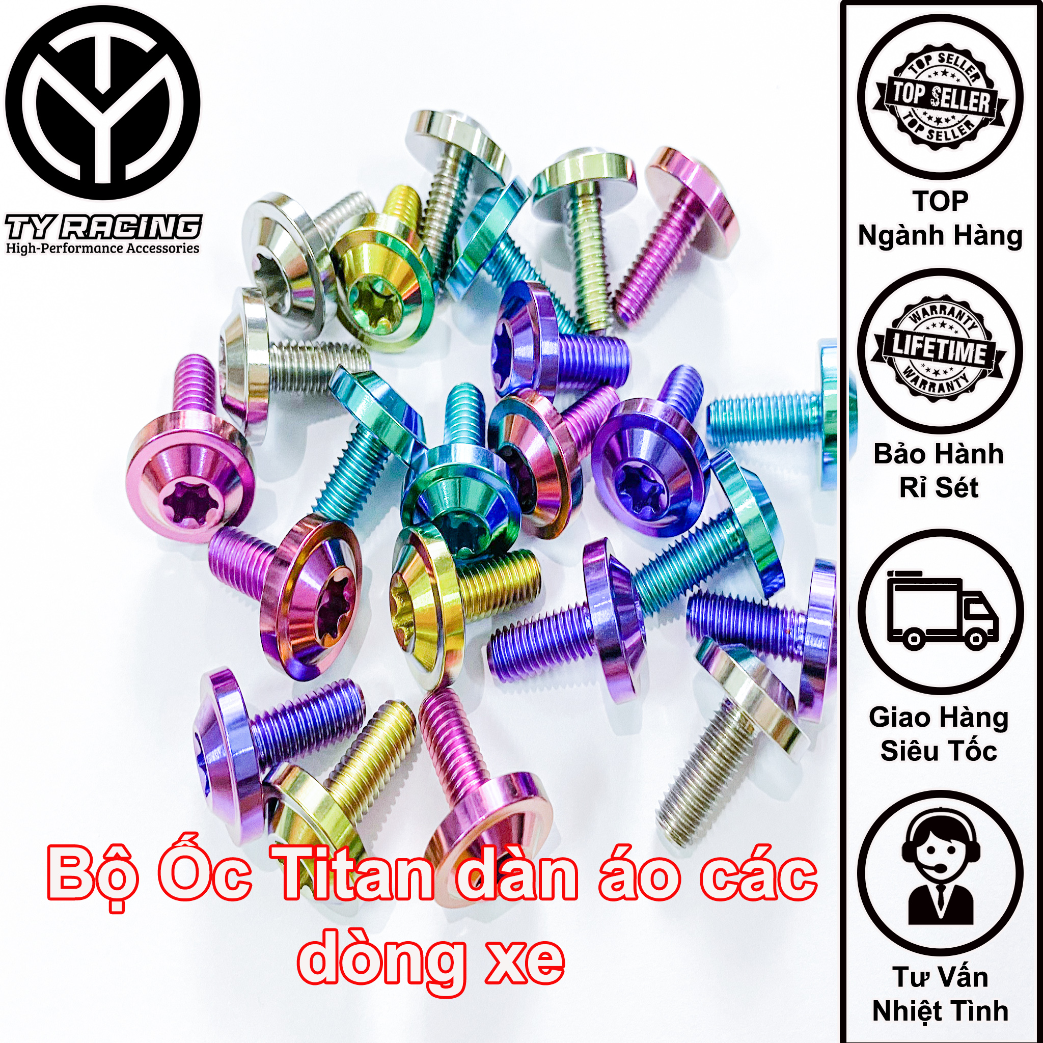 Bộ ốc titan dàn áo các dòng xe số chuẩn gr5 xịn - ty racing