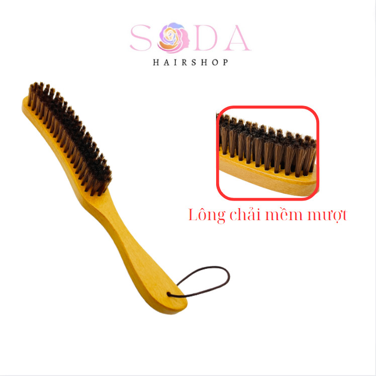 Lược phủi tóc, Chổi phủi tóc cán gỗ cong lông mềm mịn cao cấp chuyên dụng