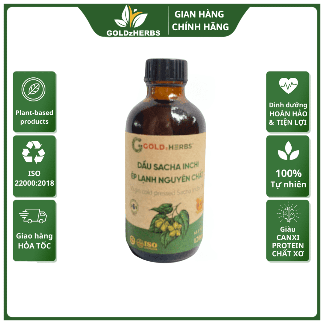 Dầu Sacha Inchi ép lạnh nguyên chất GoldzHerbs