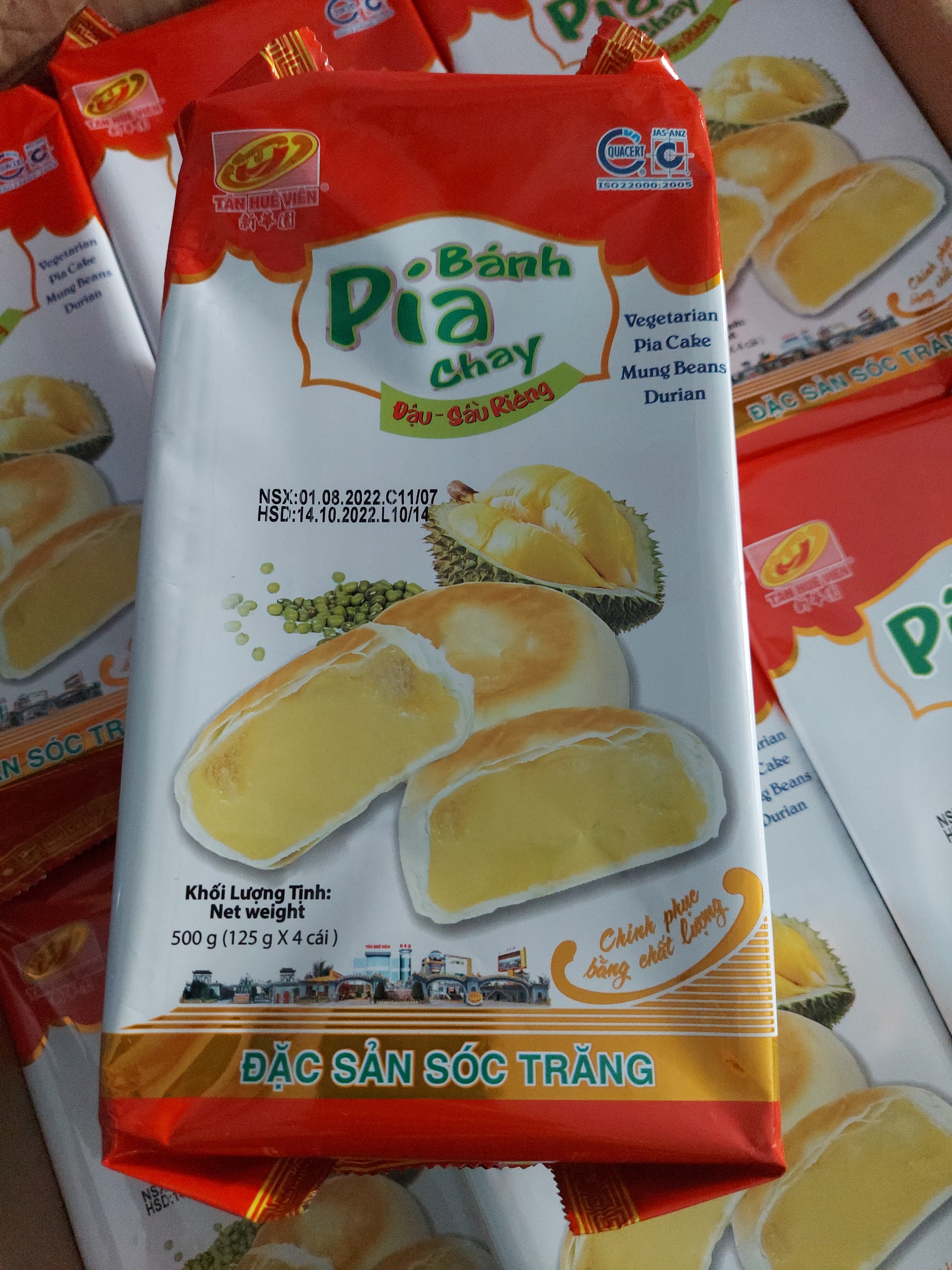Bánh pía tân huê viên chay 500gr- sầu riêng cao cấp