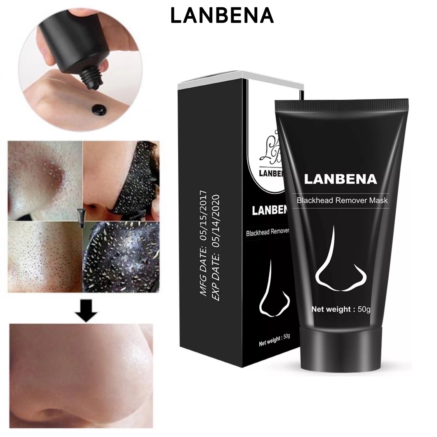 [HCM]LANBENA Mặt Nạ Gel Lột Mụn Đầu Đen Giảm Mụn Tẩy Tế Bào Chết Trứng Cá Thu Nhỏ Lỗ Chân Lông Làm Sạch Da BLACKHEAD REMOVERN
