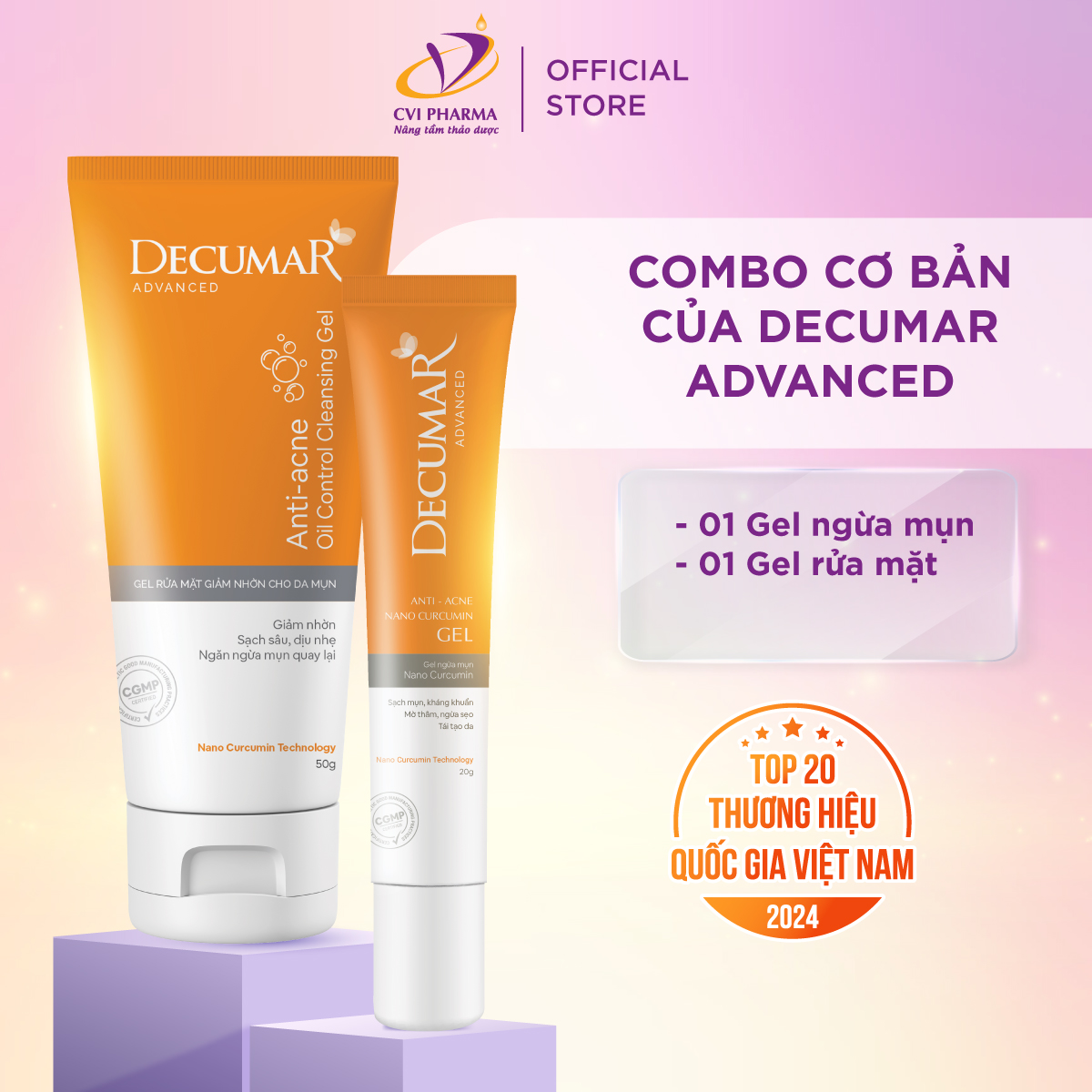 Combo Bộ sản phẩm Decumar Advanced 20gr và Sữa rửa mặt dạng Gel Decumar Clean Advanced 50gr hoàn toàn mới
