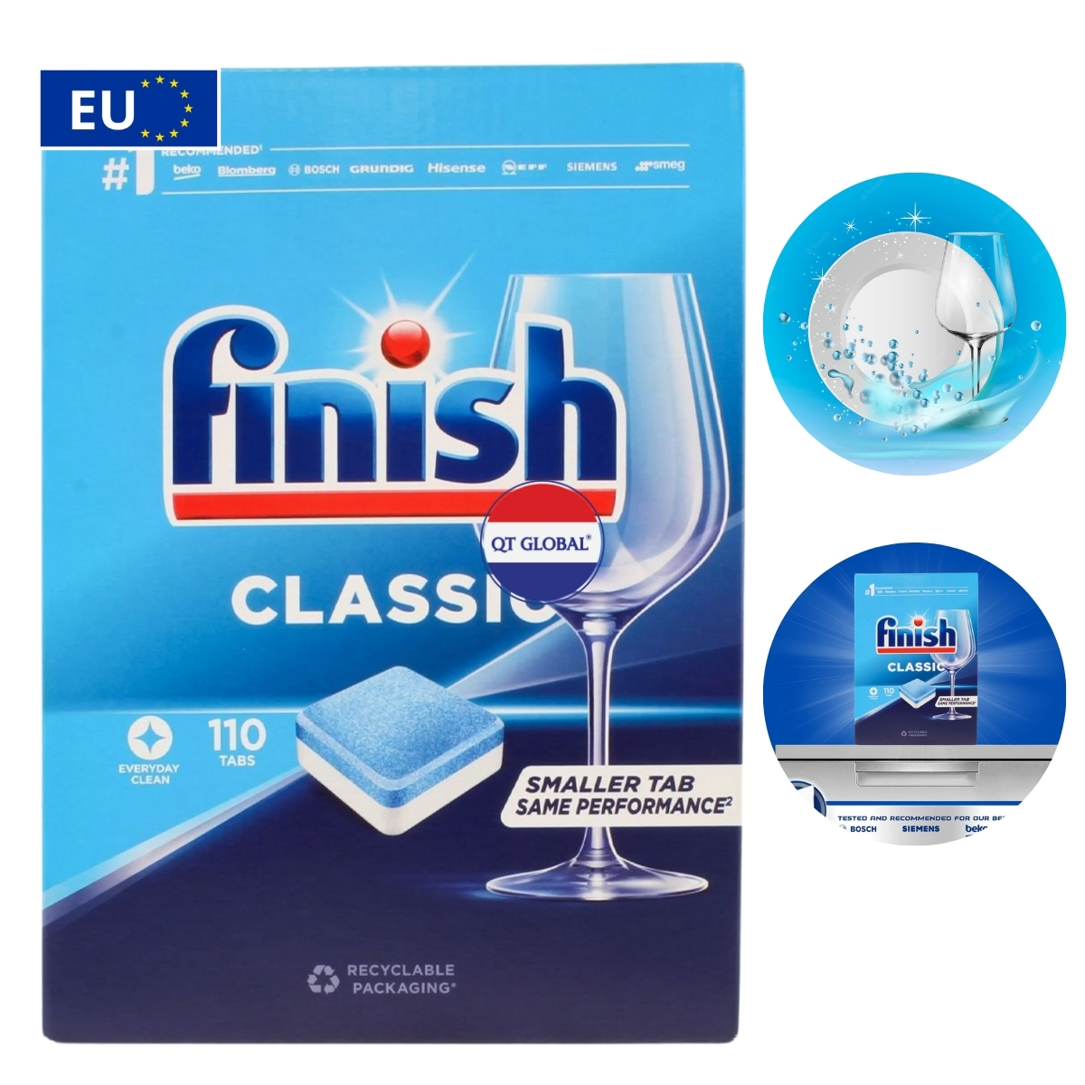 Viên rửa bát Finish Classic Dishwasher Tablets 110 viên Regular