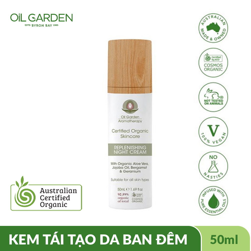 Kem bổ sung tái tạo da hữu cơ 92.59% replenishing night cream oil garden