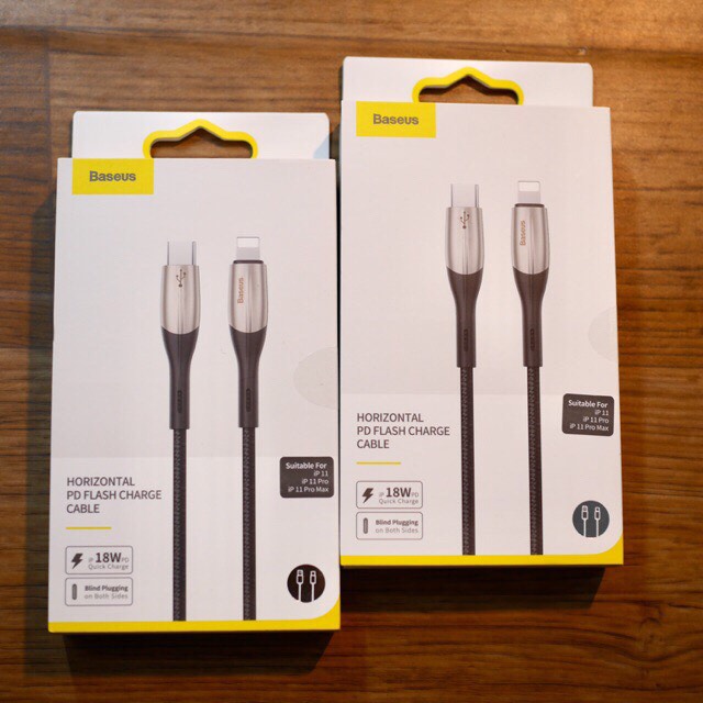 Cáp sạc nhanh Baseus Horizontal PD Flash Charge ( Type C to iPhone 2,4A 18W ) đã hỗ trợ iP 11 , iP 11 Pro , iP 11 Pro Max 1m-2m