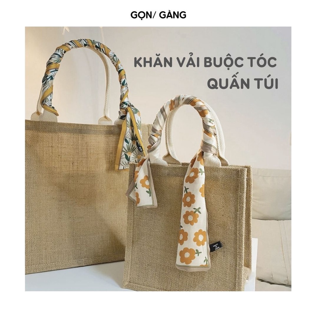 Khăn quấn túi khăn turban bằng lụa đa năng dây buộc túi xách buộc tóc làm khăn quàng cổ họa tiết thời trang trang trí