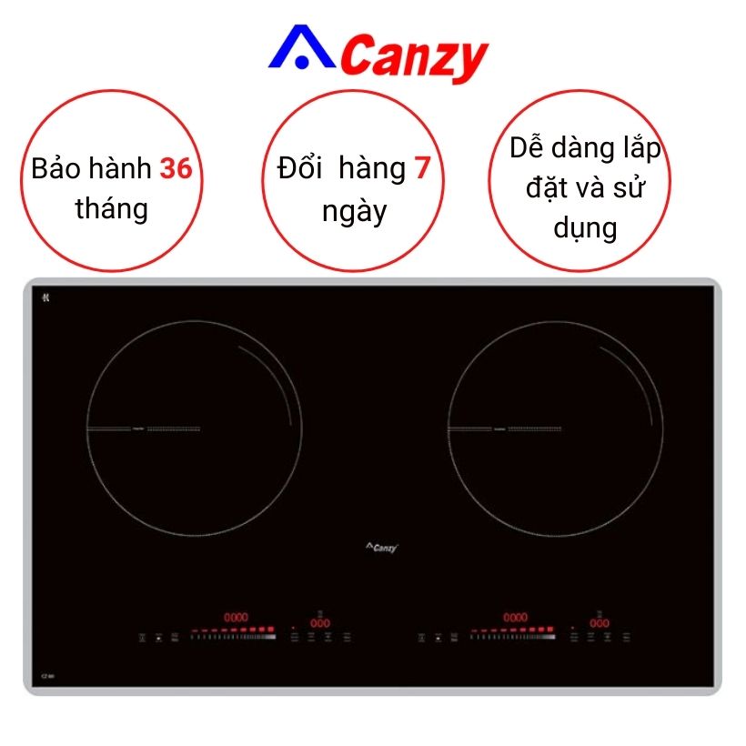 Bếp từ đôi Canzy cz 08I. Bảo hành chính hãng 3 năm. Điều khiển cảm ứng Slide, mặt kính cường lực Ceramic.