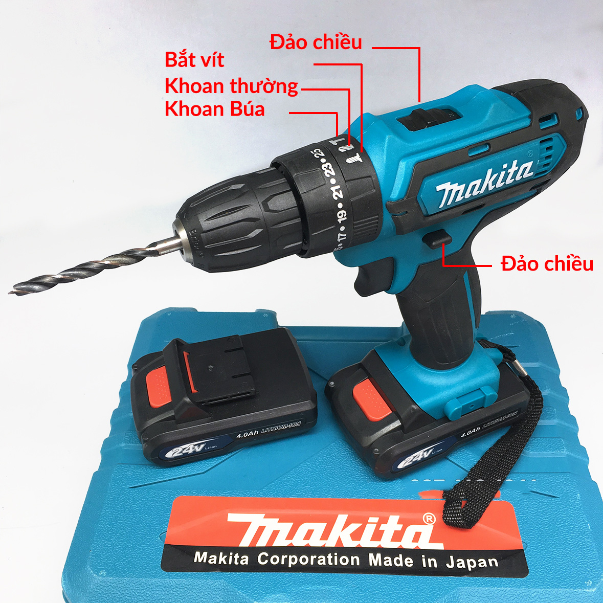 [HCM]Máy bắn vít MakitaMáy khoan pin MAKITA 24VBộ khoan sạc PIN Makita Fullbox LỚNMáy Khoan Vặn Vít Makita Chất LượngTặng 2 Pin 1 Sạckhông chổi than - Máy khoan có búa khoan tường(Bảo Hành 12th)