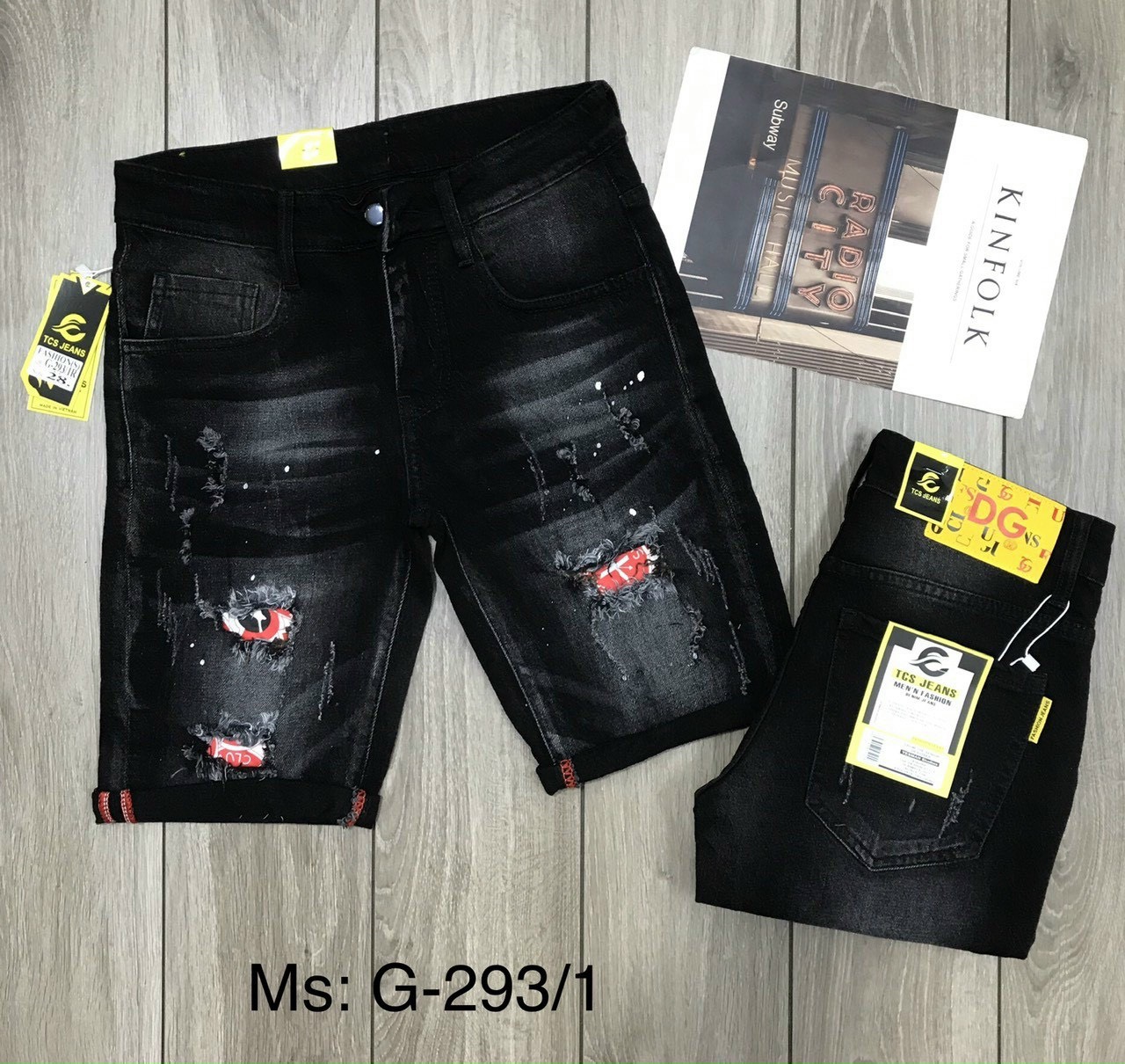 Quần short jean nam rách đùi tm025