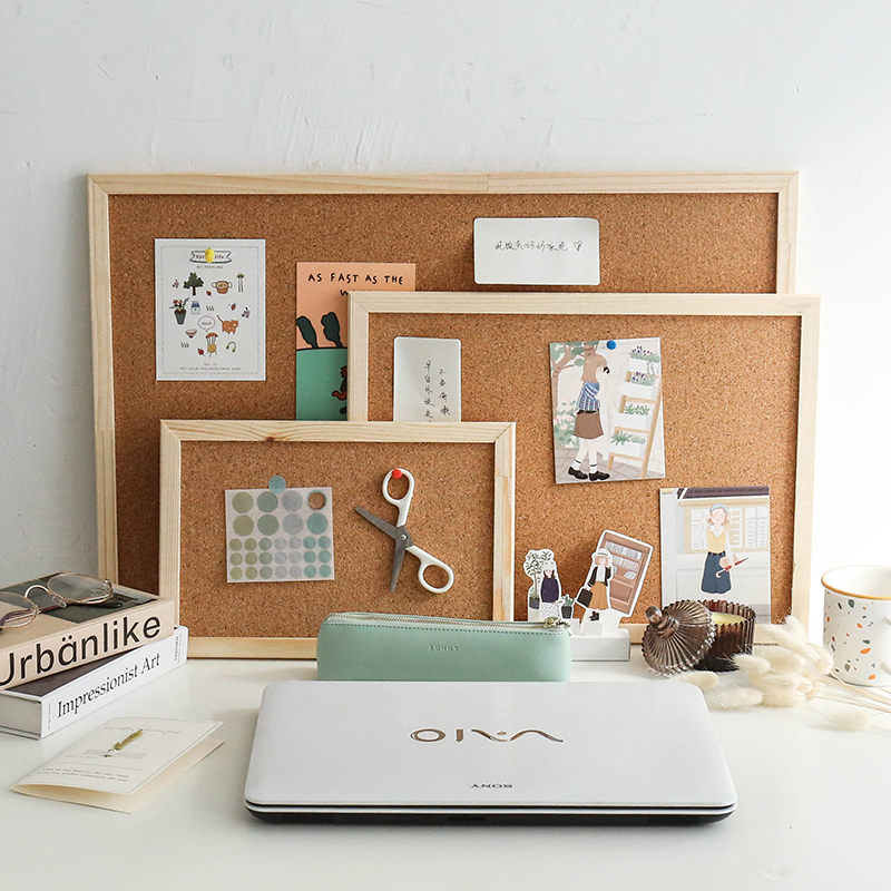 [TẶNG ĐINH MÓC TREO] Bảng ghim gỗ bần để bàn, treo tường dán ghi chú, đánh dấu, treo tranh ảnh