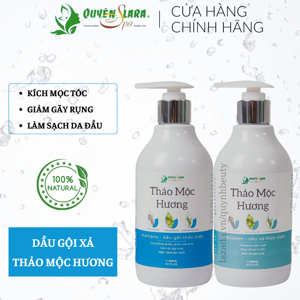 Bộ Dầu Gội Xả Thảo Mộc Hương Quyên Lara Giúp Kích Thích Mọc Tóc - Phục Hồi Tóc Hư Tổn - Ngăn Ngừa Rụng Tóc 300ml