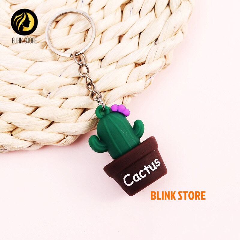 Móc chìa khóa hình cây xương rồng may mắn dùng cho khóa xe máy, ô tô, treo balo, túi xách chất liệu cao su mềm dẻo cực bền, phụ kiện trang trí đáng yêu, đem lại may mắn cho người sử dụng 8