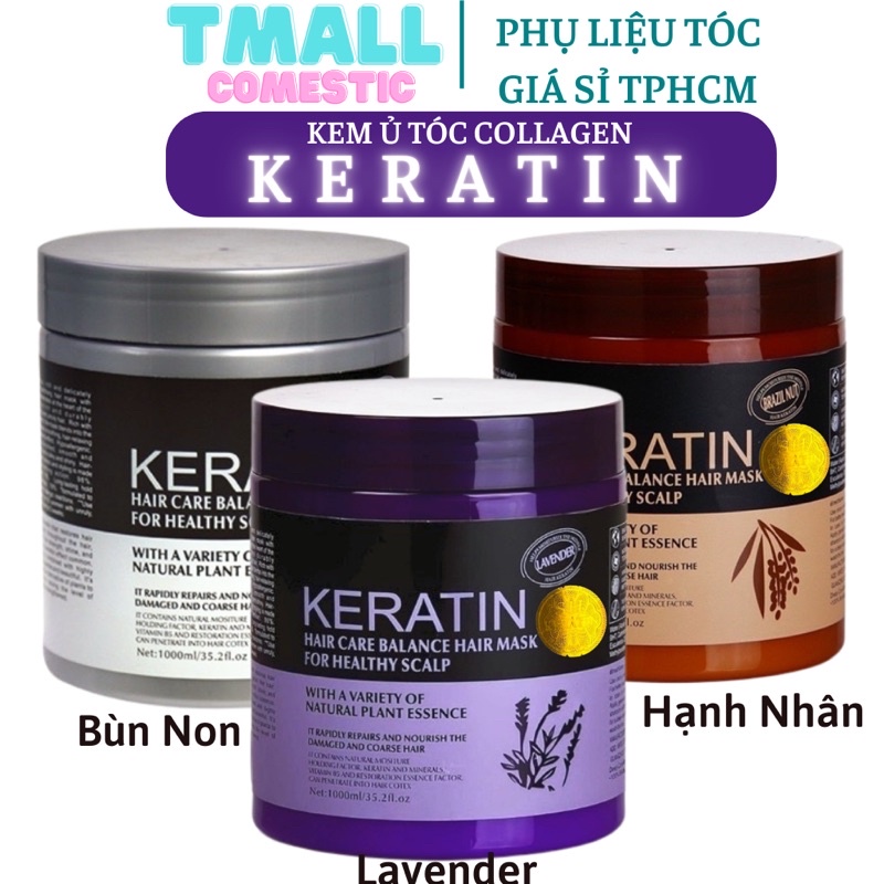 Kem ủ tóc keratin collagen 1000ml lavender brazil nut - ủ hấp tóc cung cấp dưỡng chất keratin tự nhiên ut08