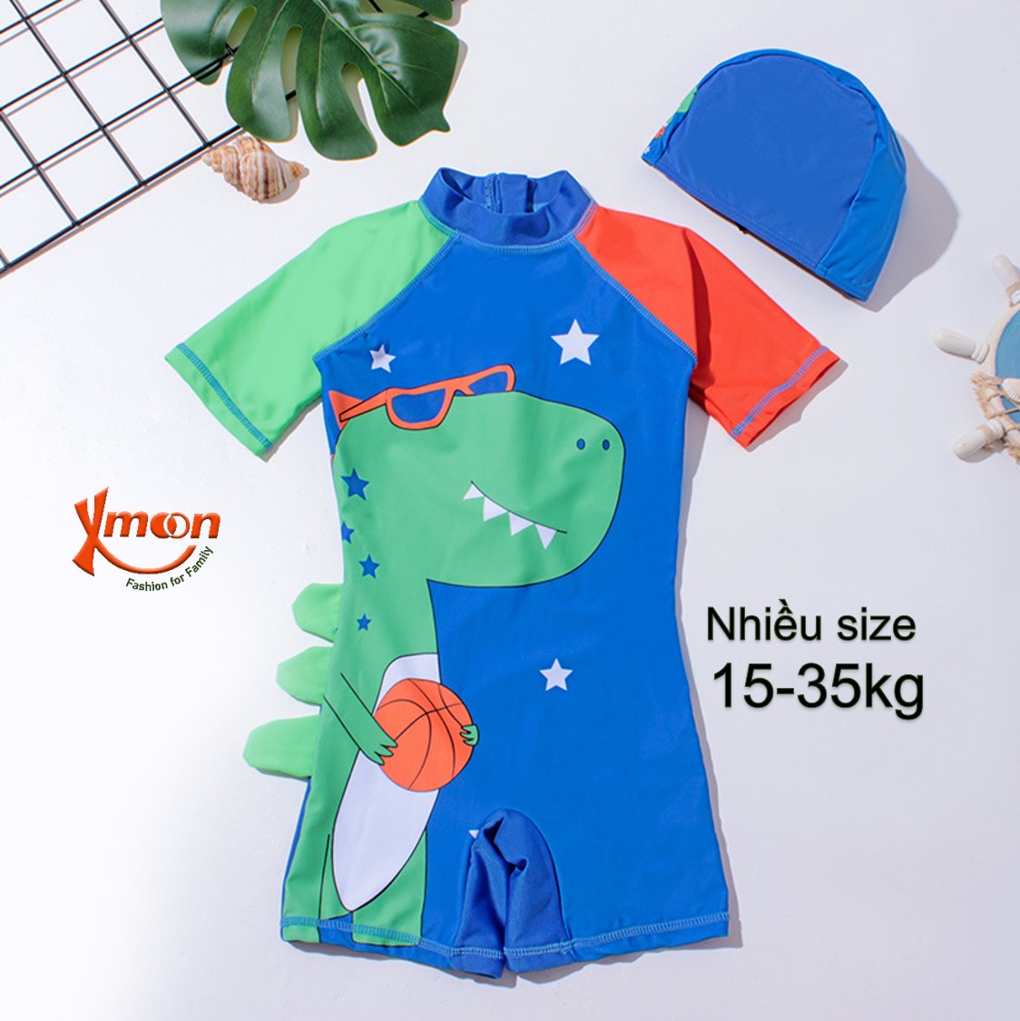 Bộ bơi bé trai liền thân tay lỡ cổ kín ngăn ngừa nhiễm lạnh 28037