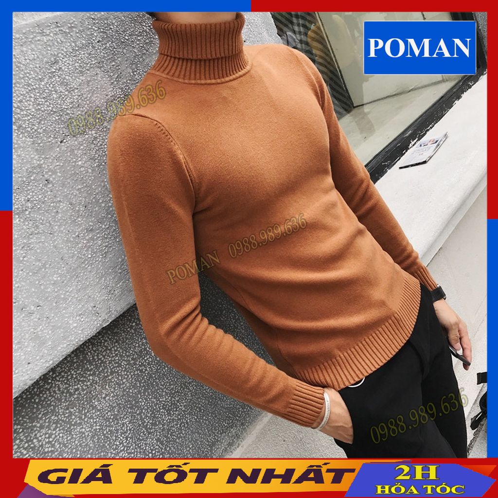 Áo Len Nam cổ lọ dài tay đẹp, Áo len nam cao cổ thời trang cao cấp chất co dãn tốt, dày dặn AL01 - POMAN