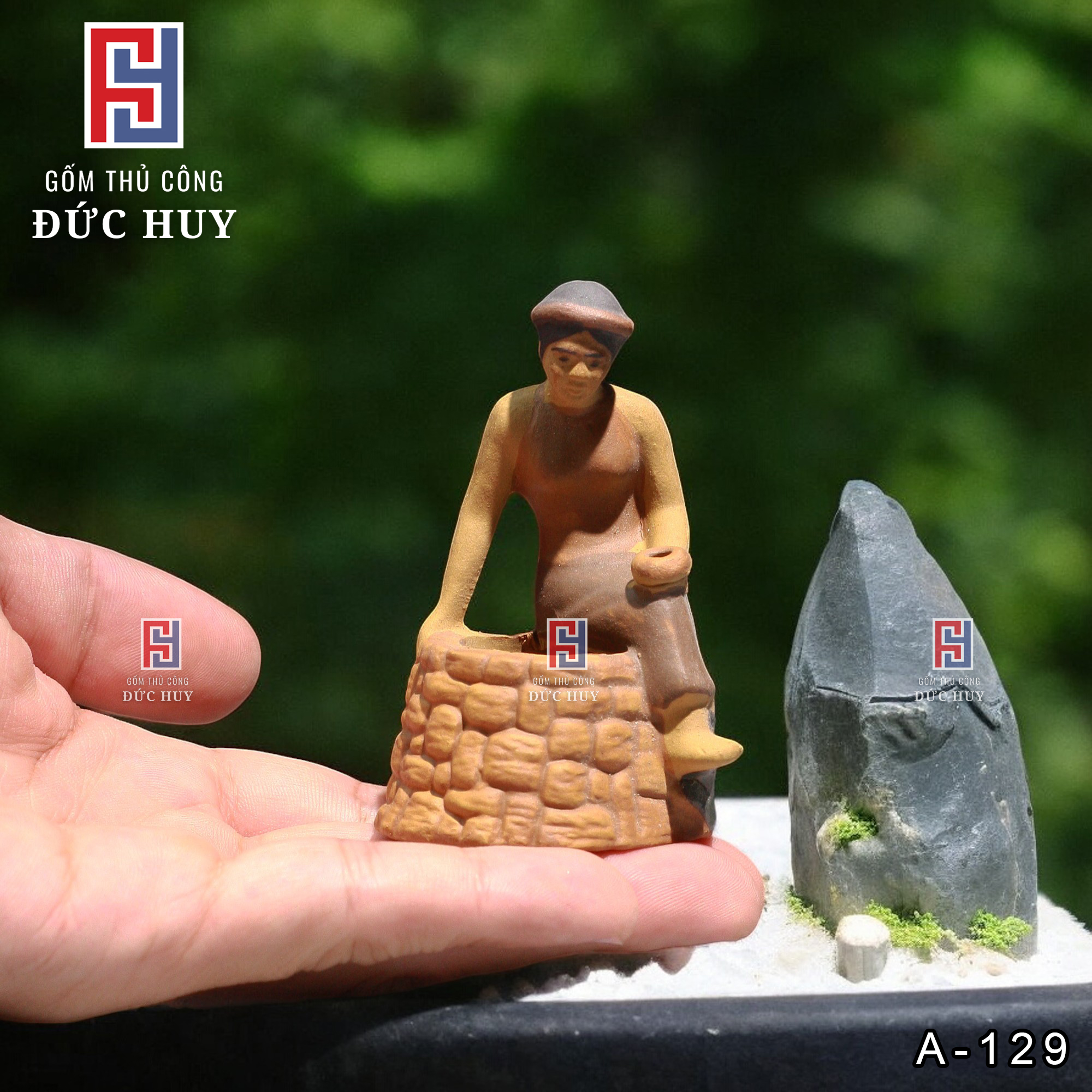 Tượng gốm Cô Tấm Nuôi Cá - Trang Trí Hòn Non Bộ - Tiểu Cảnh - Bể Cá