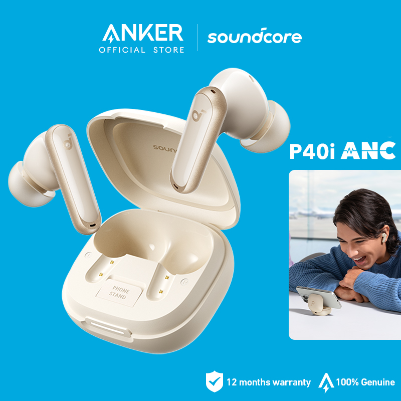 Tai Nghe Không Dây Soundcore P40i TWS by Anker ANC Wireless Earbuds Heavy Bass, 60H Playtime, 2-in-1 Case and Phone Stand Headset IPX5, Wireless Charging, Bluetooth 5.3 Phone Holder