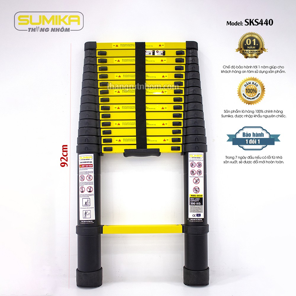 Thang nhôm rút gọn Sumika SKS440, sơn tĩnh điện, chiều cao 4.4M, tải trọng 300kg