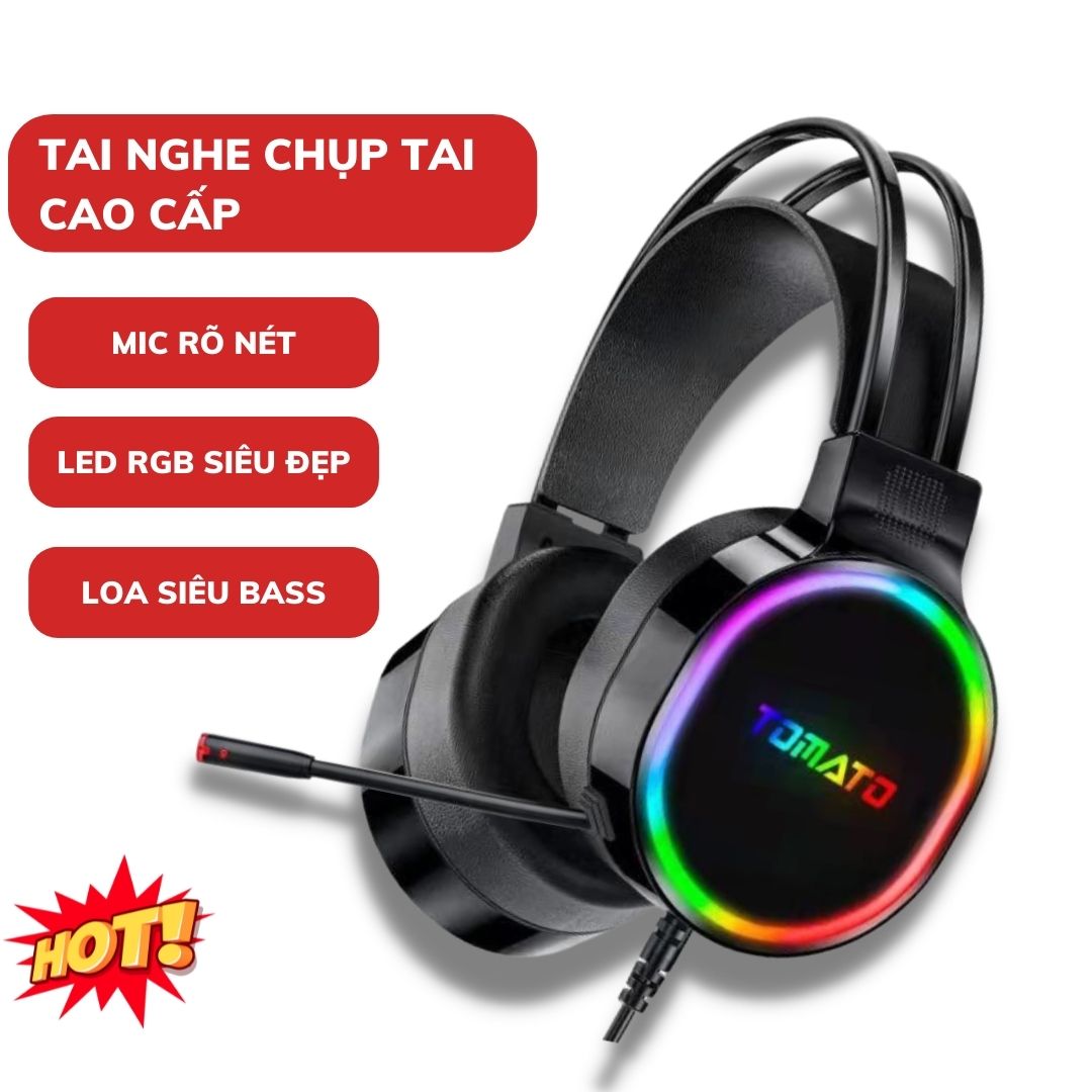 Tai nghe gaming chụp tai máy tính 7.1 tomato sk29 sk19 sk53 có đèn led đổi màu, có mic đàm thoại, headphone chơi game trên laptop, pc