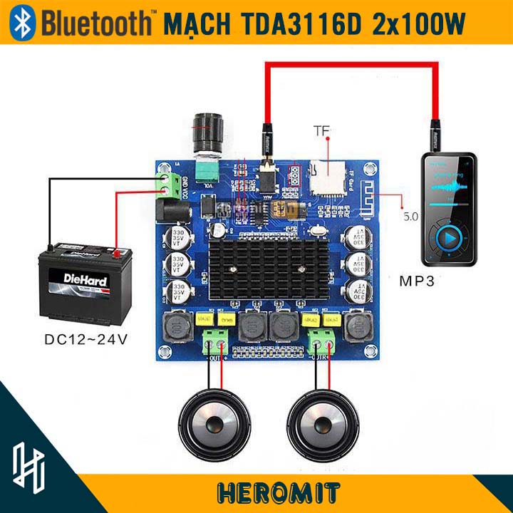Mạch âm thanh bluetooth tpa 3116 kênh 2x100w