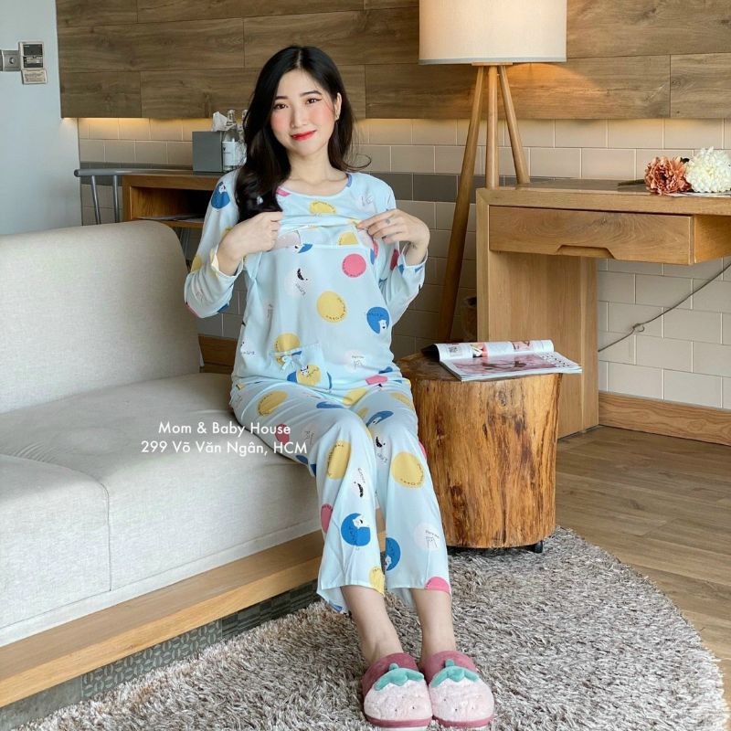 Bộ lanh lụa sau sinh mở nắp cho con b&uacute; 40-65kg