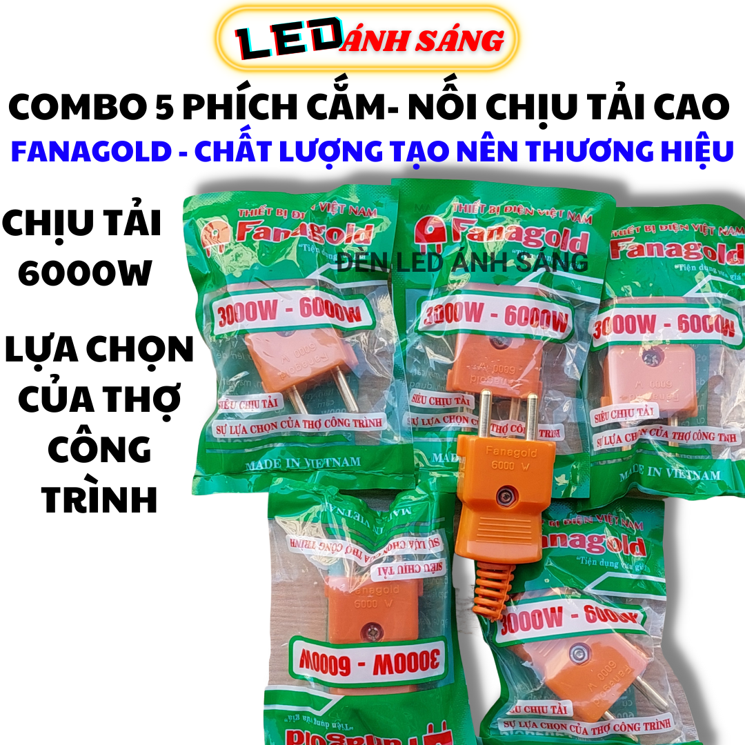 Combo 5 phích cắm - phích nối chịu tải cao 6000w fanagold