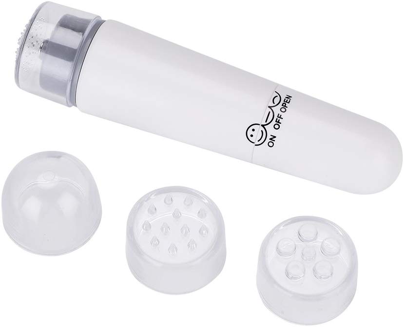 (Quà Tặng) Massage body cơ thể có pin AA (Tặng Kèm 1 SP May Mắn)- Massage mặt mini cầm tay kèm 4 đầu massage tiện dụng màu trắng (10x2,5cm) - Device Massager Mini