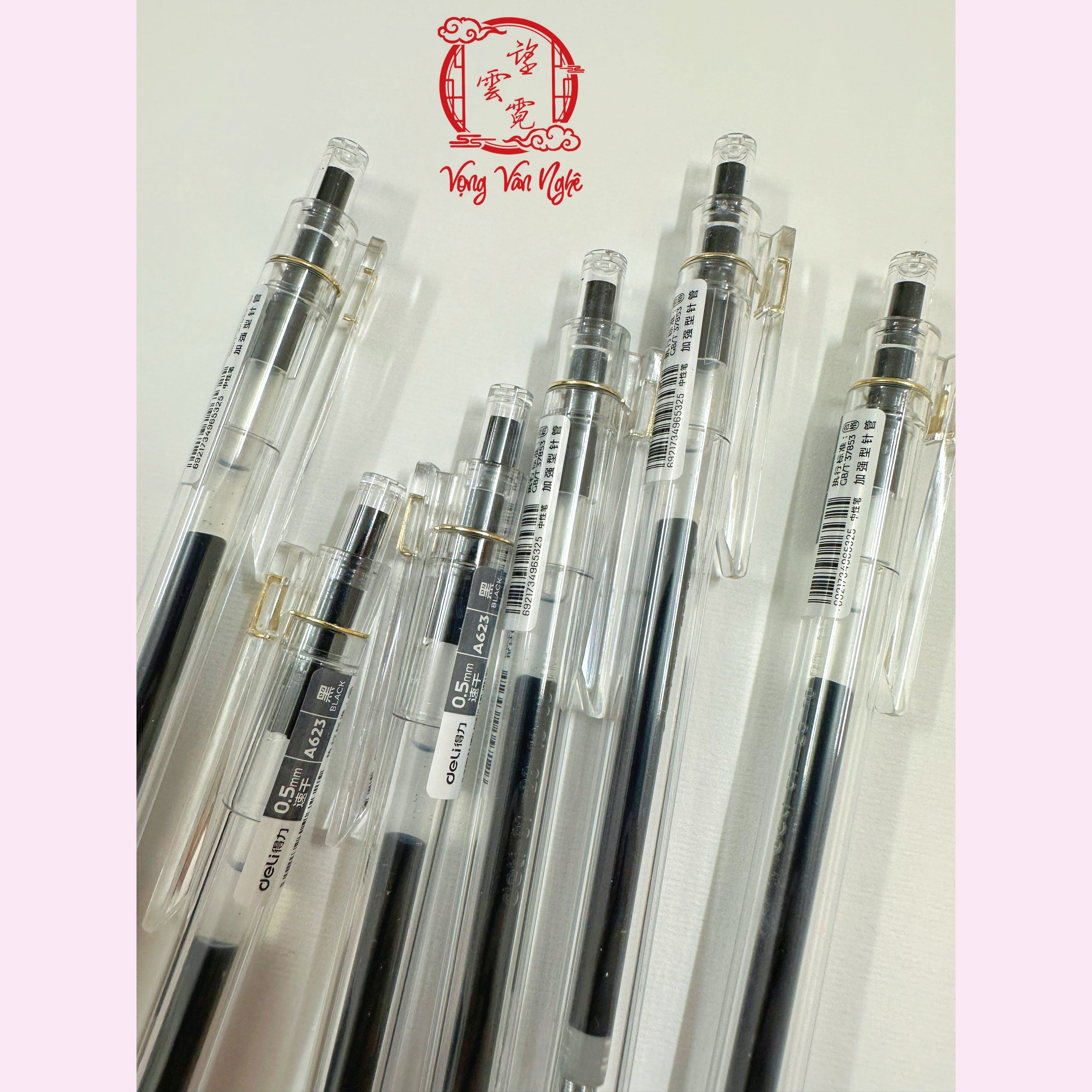 (DELI) Bút bi nước bút gel bút mực bấm DELI A623 mực đen ngòi 0.5mm Thiết Kế Vỏ Trong Suốt - có ruột